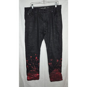 The Heritage by America black denim red paint 1776 76 Grunge 38 x 34